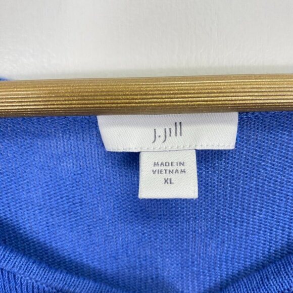 J. Jill Linen Blend Blue Lightweight Beach Sweater - Picture 3 of 9